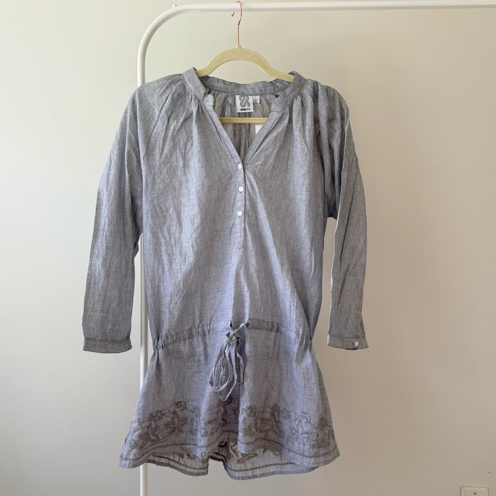 Ninety Light Gray Tunic with Drawstring Waist